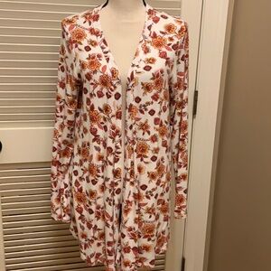 Bobeau Open Front Cardigan in Paisley Floral Rose